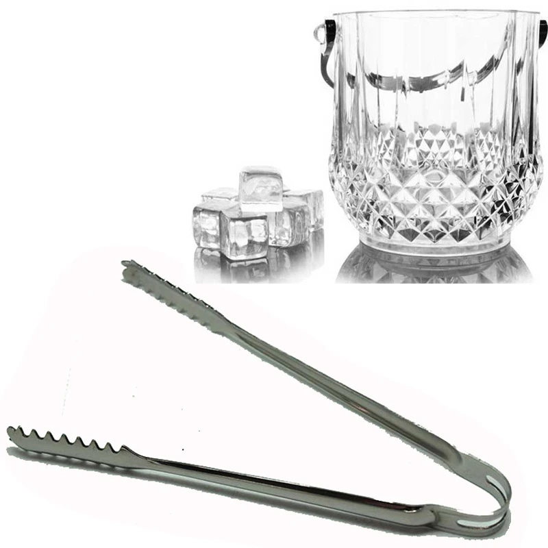 Stainless Steel Ice Tong With Acrylic Imitated Crystal Ice Bucket Small Ice Clip Ice Folder Bar Wine Set Home Wine Set