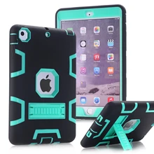 Caso para apple ipad mini 1/2/3 wefor resistente a prueba de golpes Fundas de goma Con Soporte Duro de La Cubierta W/Protector de Pantalla + Stylus pluma