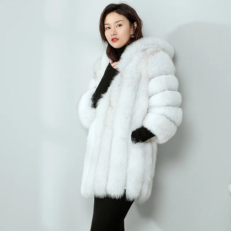 gray Jv19712 2008 Et Mode Manteau black Moyen Femmes Nouvelle De Fourrure White Renard Loisirs Long qrwzPAqO