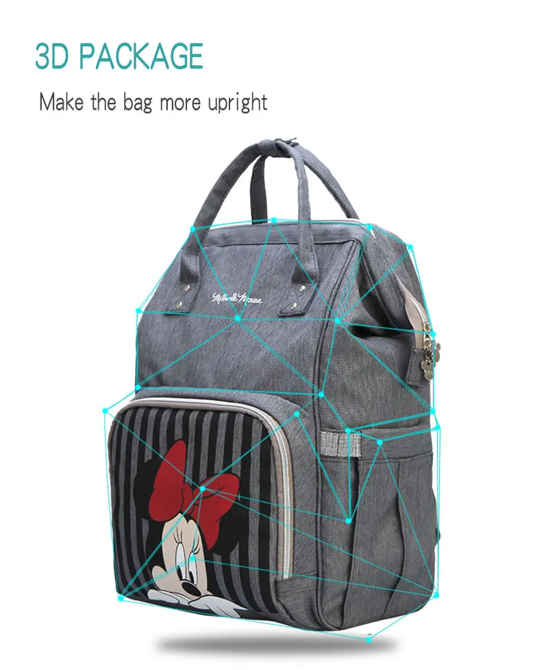 Сумка для подгузников disney, рюкзак, детские сумки для мам, мокрая сумка, модный органайзер для подгузников для мам и мам, коляска с Микки и Минни, Usb