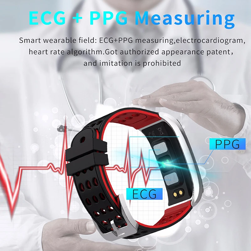 I-SWIM E08 Smart Bracelet Fitness Tracker Heart Rate Monitor ECG/PPG Blood Pressure Waterproof Smart watch for IOS Android Phone