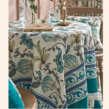 

White night summer floral round linen table cloth for wedding party dining table decor lace rectangle table cover cloth