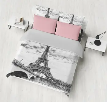 

100% Polyester 3d Eiffel Tower Duvet/Quilt Cover Set Comforter Bedding Sets Without Full Filing Queen King Size