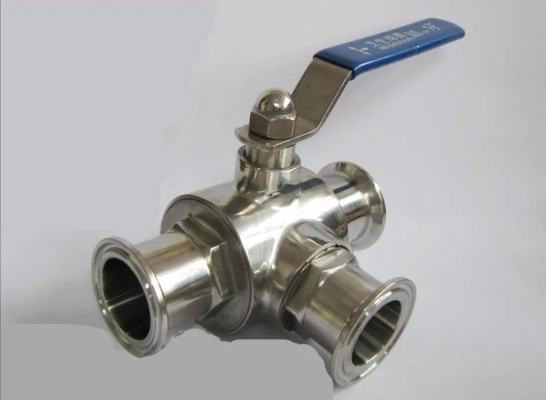 SS316 Нержавеющая& 19 3/" санитарный зажим шаровой клапан," T "тип w/50,5 мм зажимной фланец, трехходовой зажимной шаровой клапан