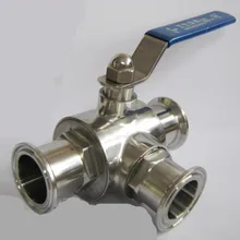 SS316 Нержавеющая& 19 3/" санитарный зажим шаровой клапан," T "тип w/50,5 мм зажимной фланец, трехходовой зажимной шаровой клапан