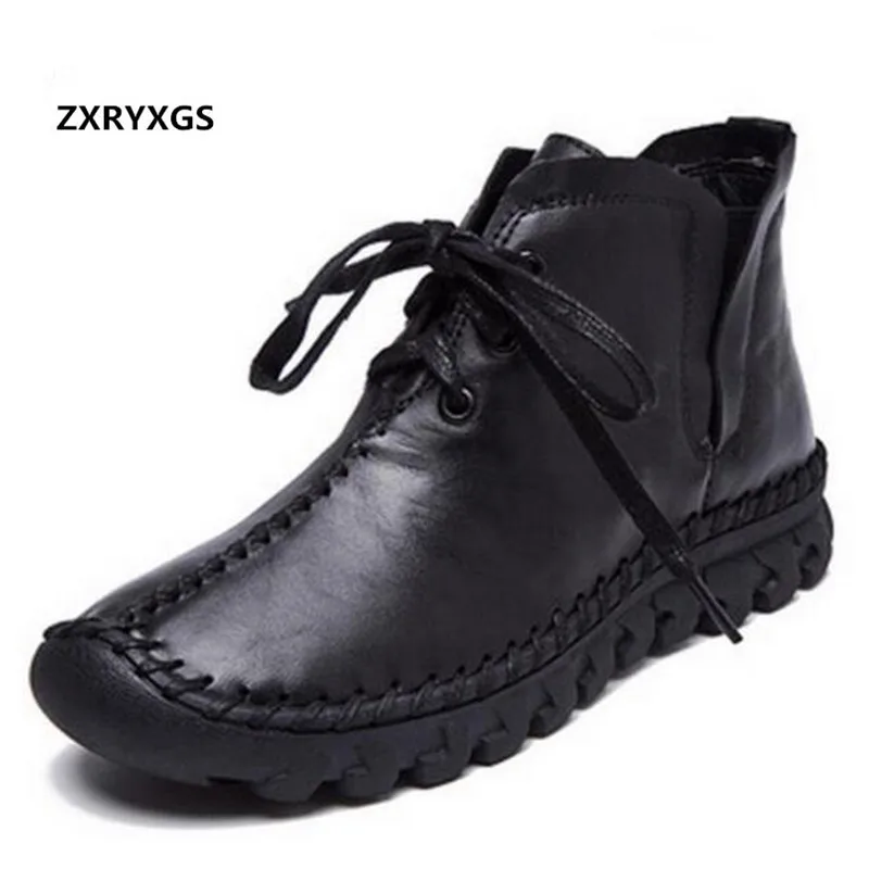 

ZXRYXGS Brand boots Fashion Casual Shoes Woman New 2024 Autumn Winter Casual Sneaker Women Boots Cow Leather Shoes Snow Boots