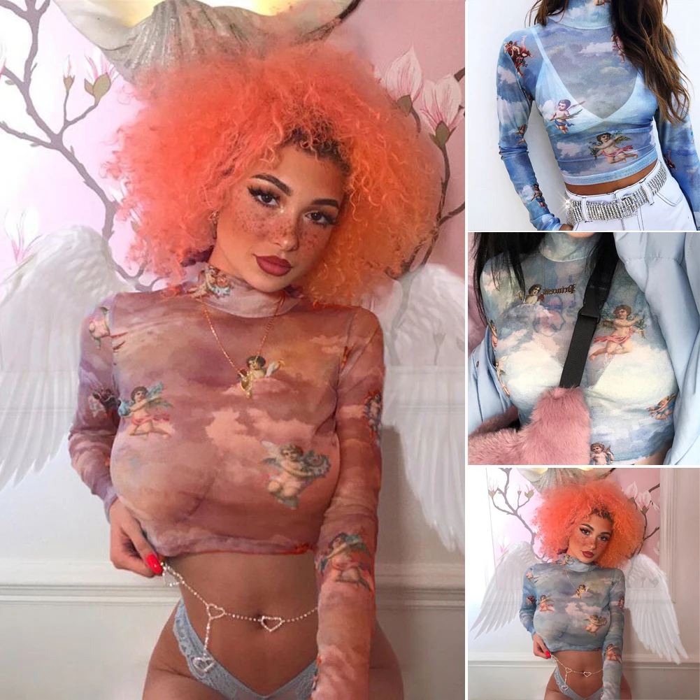 HTB1PNsHQ3HqK1RjSZFgq6y7JXXaB - See-through Sheer Mesh Fishnet T-Shirt