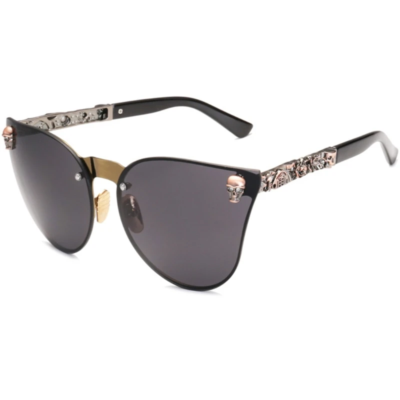 Популярные женские Винтажные Солнцезащитные Большие зеркальные очки «кошачий глаз» без оправы A17_40
