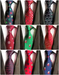 Модные классические 8 см мужские галстуки строгий галстук зеленый Рождественская елка Санта Клауса Снежинка Pattern шеи рубашка с завязками