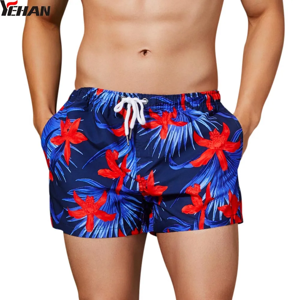 Yehan Summer Beach Shorts Men Printed Floral Surf Shorts Men Quick Dry ...