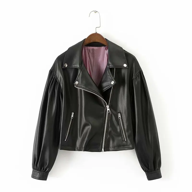 

XD55-1916 European and American fashion style loose short leather jacket