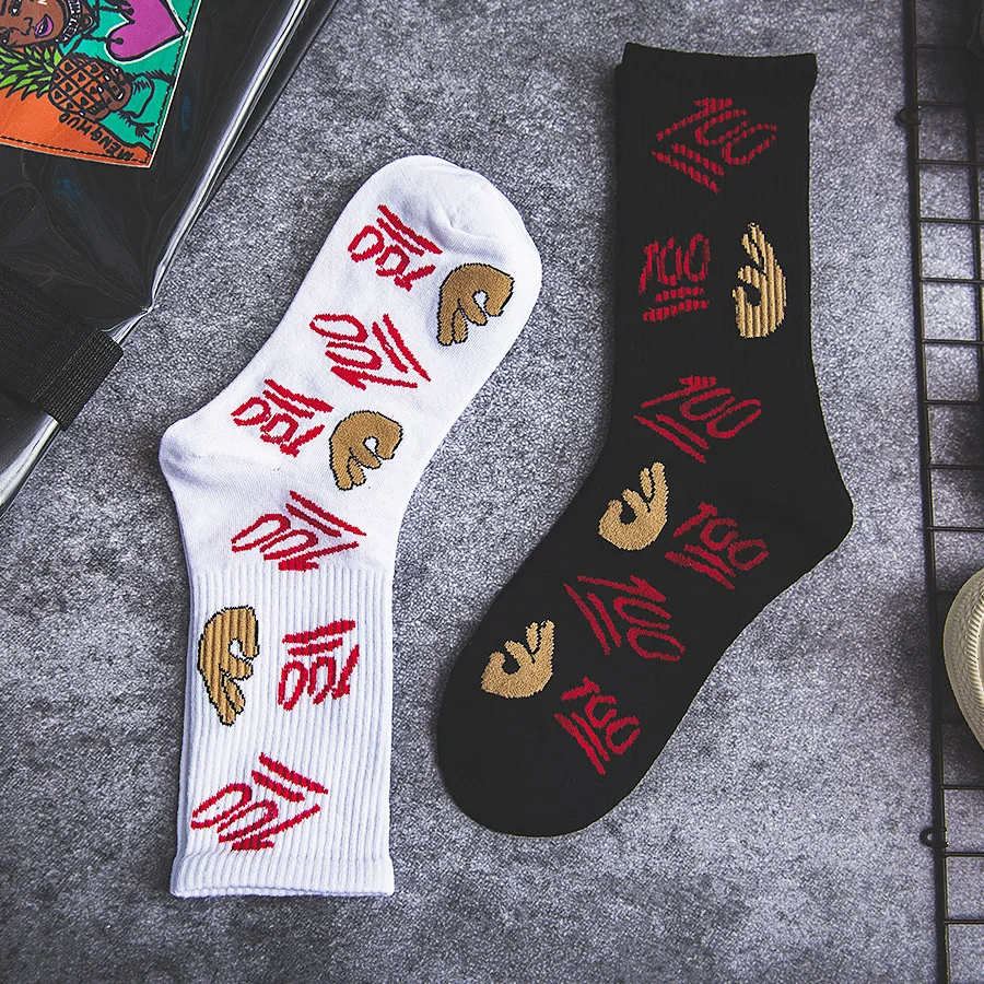 

Cartoon OK Design Letter Finger Funny Art Cotton Spring Woman Socks Warm Ankle Harajuku Emoji Female Socks Cheap Student Sock