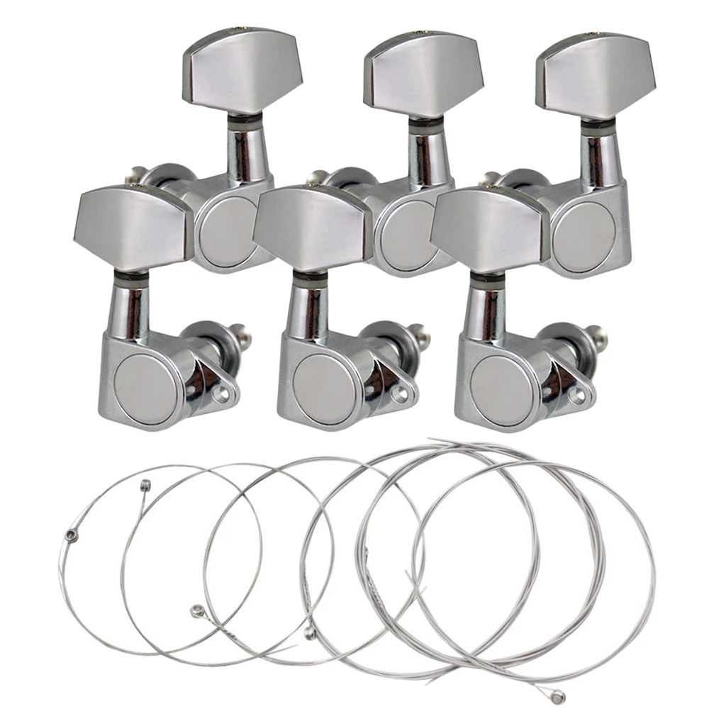 1 Set Guitar String + 3R 3L Closed Guitar Tuning Pegs Tuners for Musical Instrument Electric Guitar Accessory