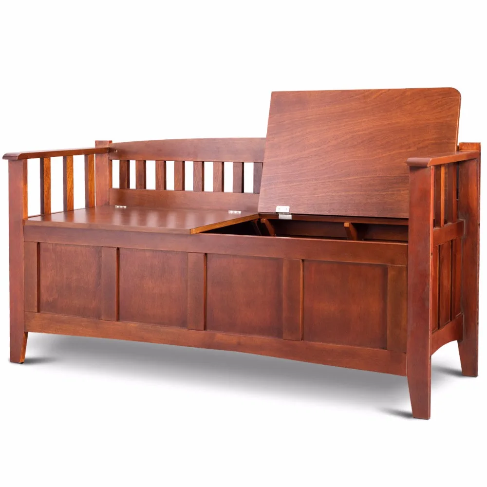 Giantex Brown 32 Gallon Solid Wood Entryway Storage Bench Home W/Short Split Seat Home Furniture HW58546 Giantex Brown 32 Gallon Solid Wood Entryway Storage Bench Home W/Short Split Seat Home Furniture HW58546