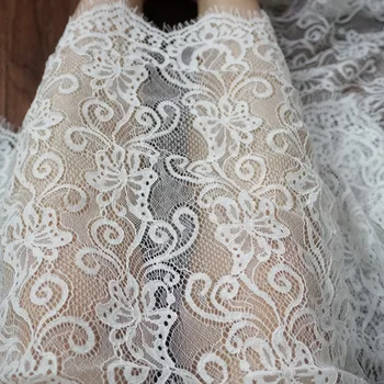 

Eyelash lace fabric with bone line cording elegant! 3 Meters/piece shiny french lace for making gowns 2018 New arrival designs!