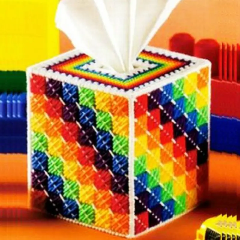 3D крестиком прямоугольная коробка ткани DIY ручной вышивки крестом