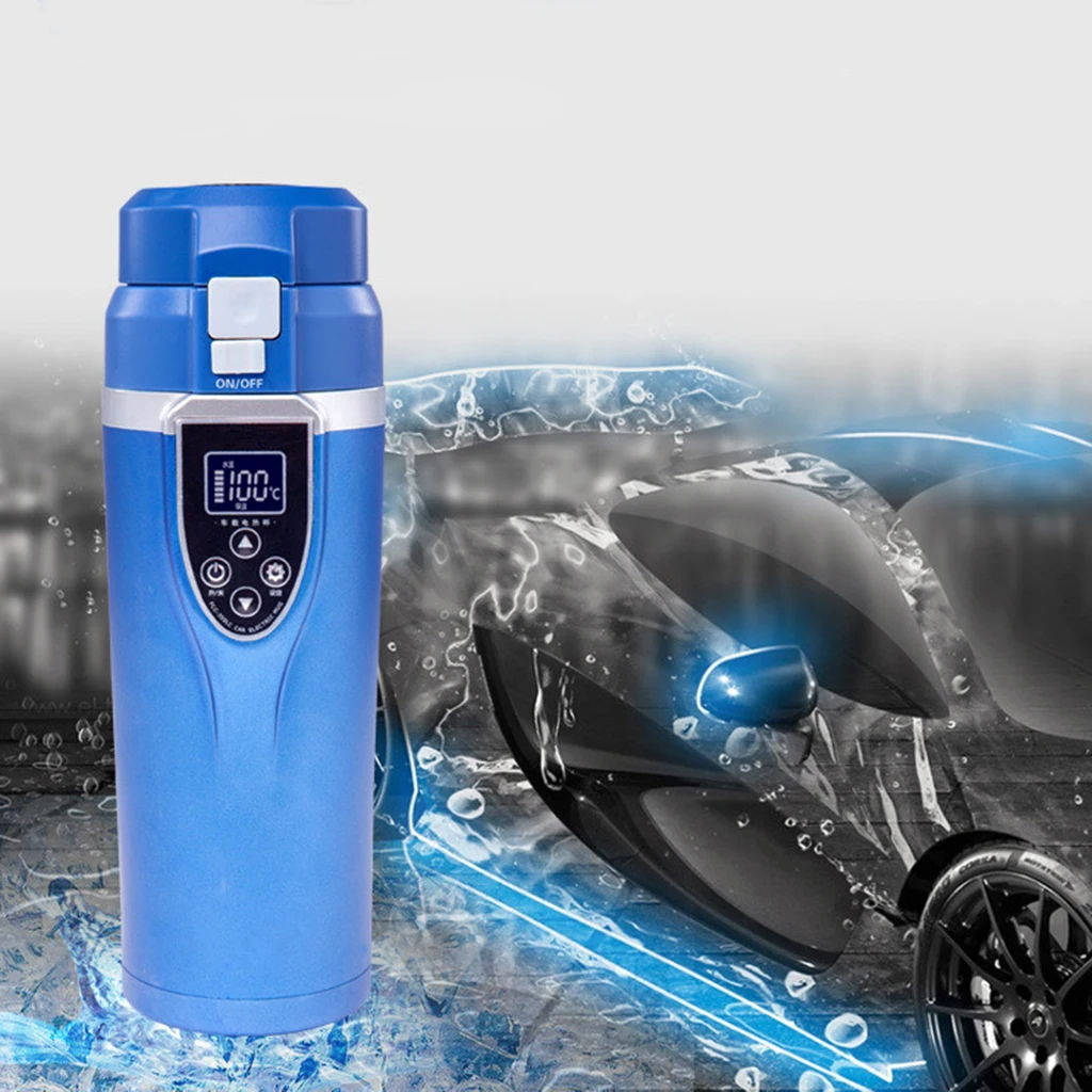 Smart Car Auto Heating Cup Stainless Steel Travel Heated Mug Bottle Water Milk Insulated Digital LCD temperature display 350ML