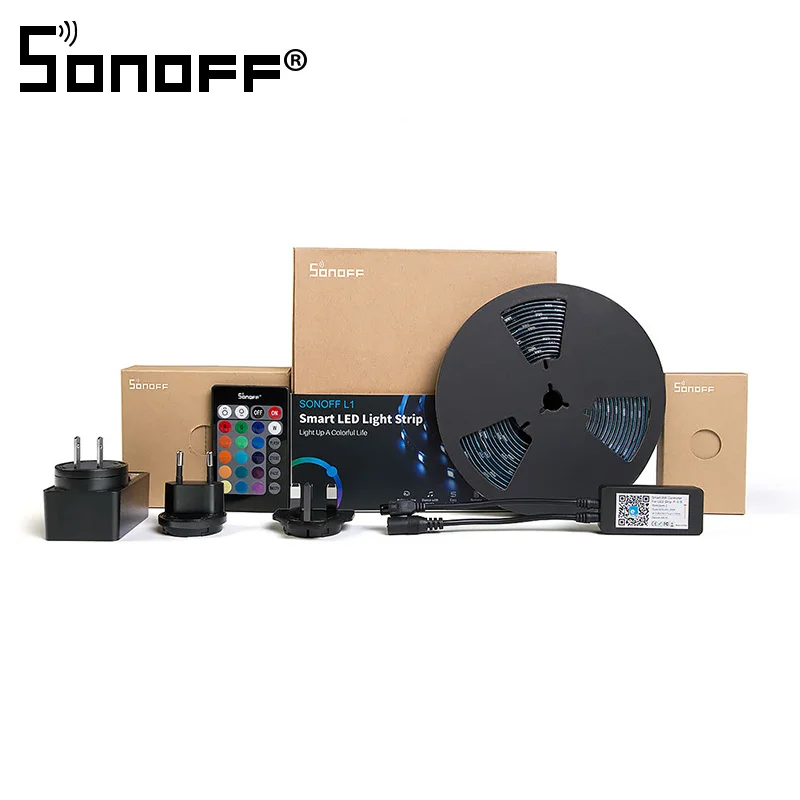 

SONOFF L1 Smart LED Light Strip Dimmable Waterproof WiFi Flexible RGB Strip Lights Work with Alexa Google Home Dance with Music