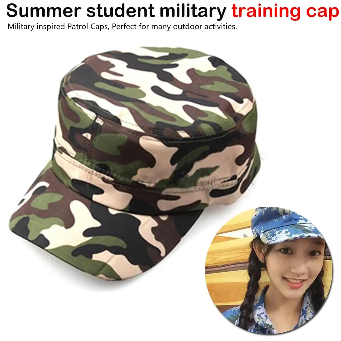 

Army Hat Cadet Military Cap Fitted Baseball Caps Adjustable Army Camouflage Sun Hats Outdoor Sports Camping Style