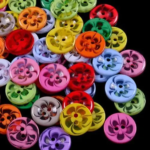 

100pcs Mixed Flower Resin Buttons 2 Holes Sewing Scrapbook Cardmaking Craft 14mm Hot