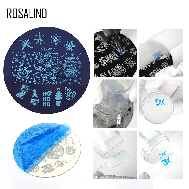 

ROSALIND Nail Art Stamp Stamping Plate Stainless Steel Nail Template 20 Styles For Choose Manicure Stencil Tools Stamping