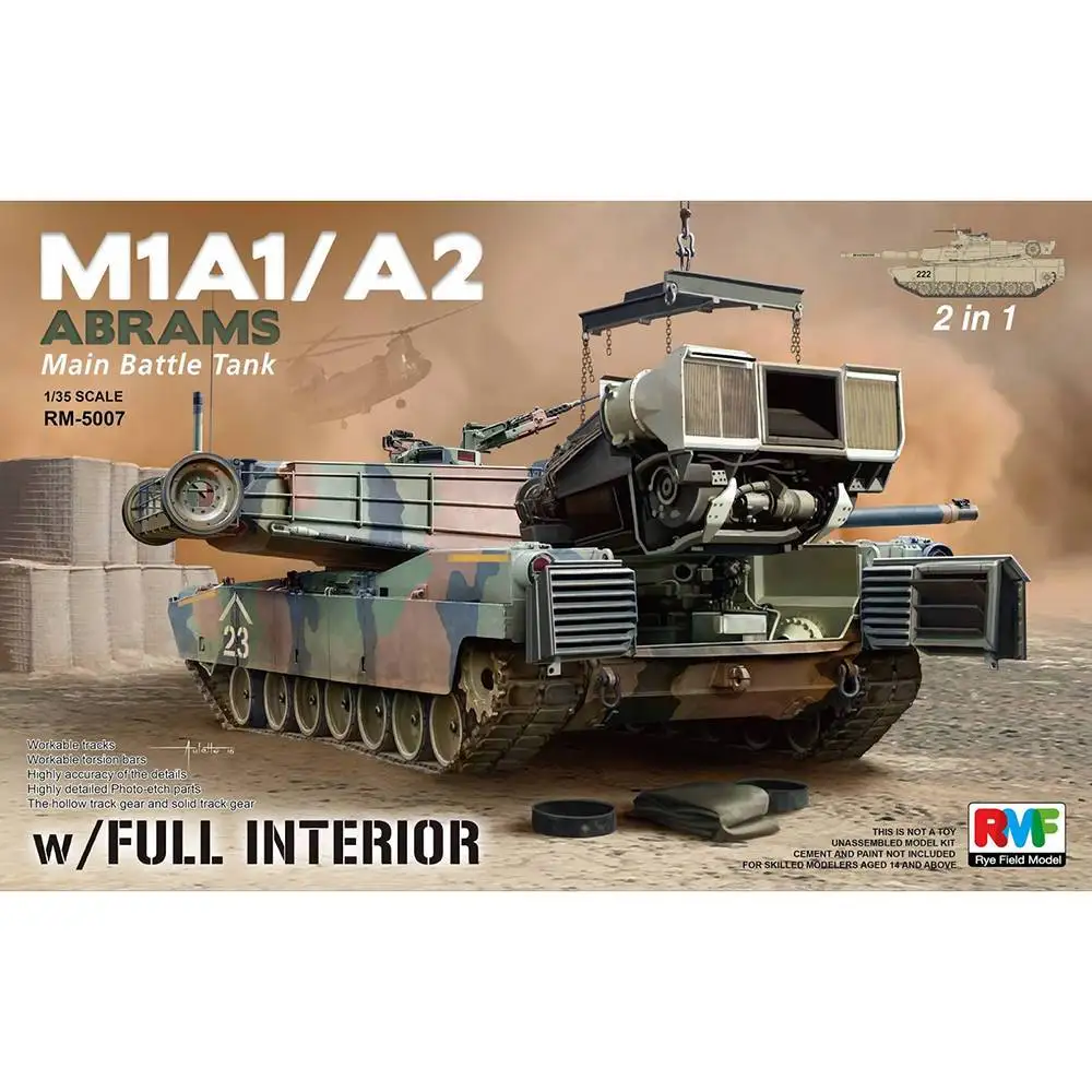 1/35 RYEFIELD модель RM5007 M1A1/A2 ABRAMS главный боевой танк модель хобби - Цвет: Tank