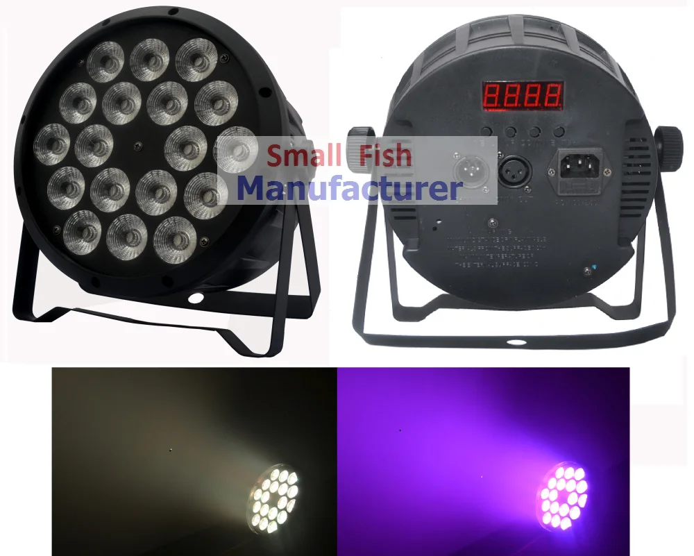 2xLot The Brightest 4/8 Dmx Channels Led Flat Par 18x12W RGBW 4IN1 Slim Led Par Can Light Plastic Case Stage DJ Disco Strobe