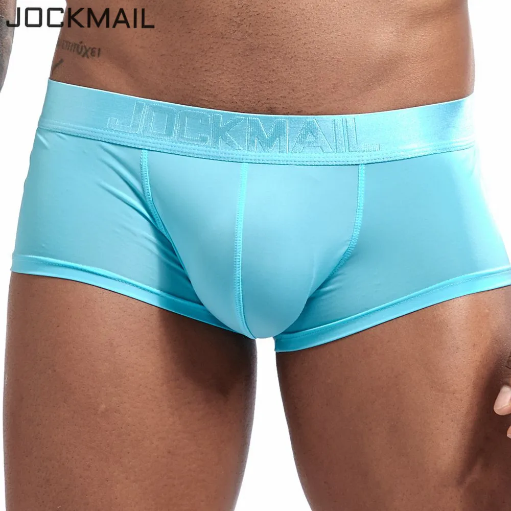 JOCKMAIL, ультра-тонкое сексуальное нижнее белье, мужские боксеры, одноцветные, выпуклые, мужские трусы, Короткие трусы, Слип, Homme Cueca, Гей Нижнее белье