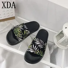 XDA/ г.; модные женские шлепанцы; летние шлепанцы на плоской подошве; женская обувь; Вьетнамки с зелеными листьями; сандалии; пляжные шлепанцы для отдыха