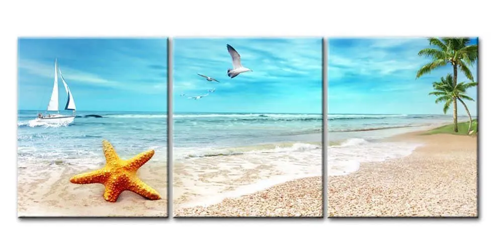 

3 pieces framed Wall Art Picture Gift Home Decoration Canvas Print painting Beautiful starfish wholesale/12Y-58