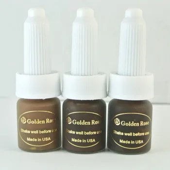 

3pcs Deep dark brown Coffee Tattoo Ink Golden Rose Permanent Makeup Ink Pigment For Eyebrow Lip Tattoo with 12 Colors to Choose