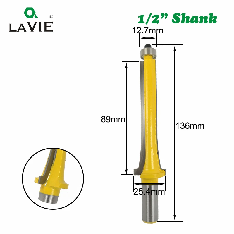 

LAVIE 12MM 1/2 Shank Door Window Line Casing Router Bit Woodworking Milling Cutter for Wood Bit Tungsten Cobalt Alloy MC03155