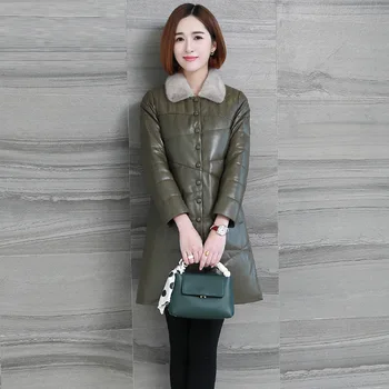 

Genuine Leather Jacket Women Clothes 2019 Real Sheepskin Coat Female Streetwear Mink Fur Collar Down Jackets Chaqueta Mujer 8018