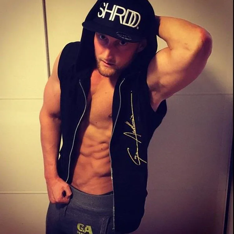 

Quick Dry Hooded Mens Running Shirts Compression Tight Gym Tank Top Fitness Sleeveless zippers T-shirts Sports Running Vest