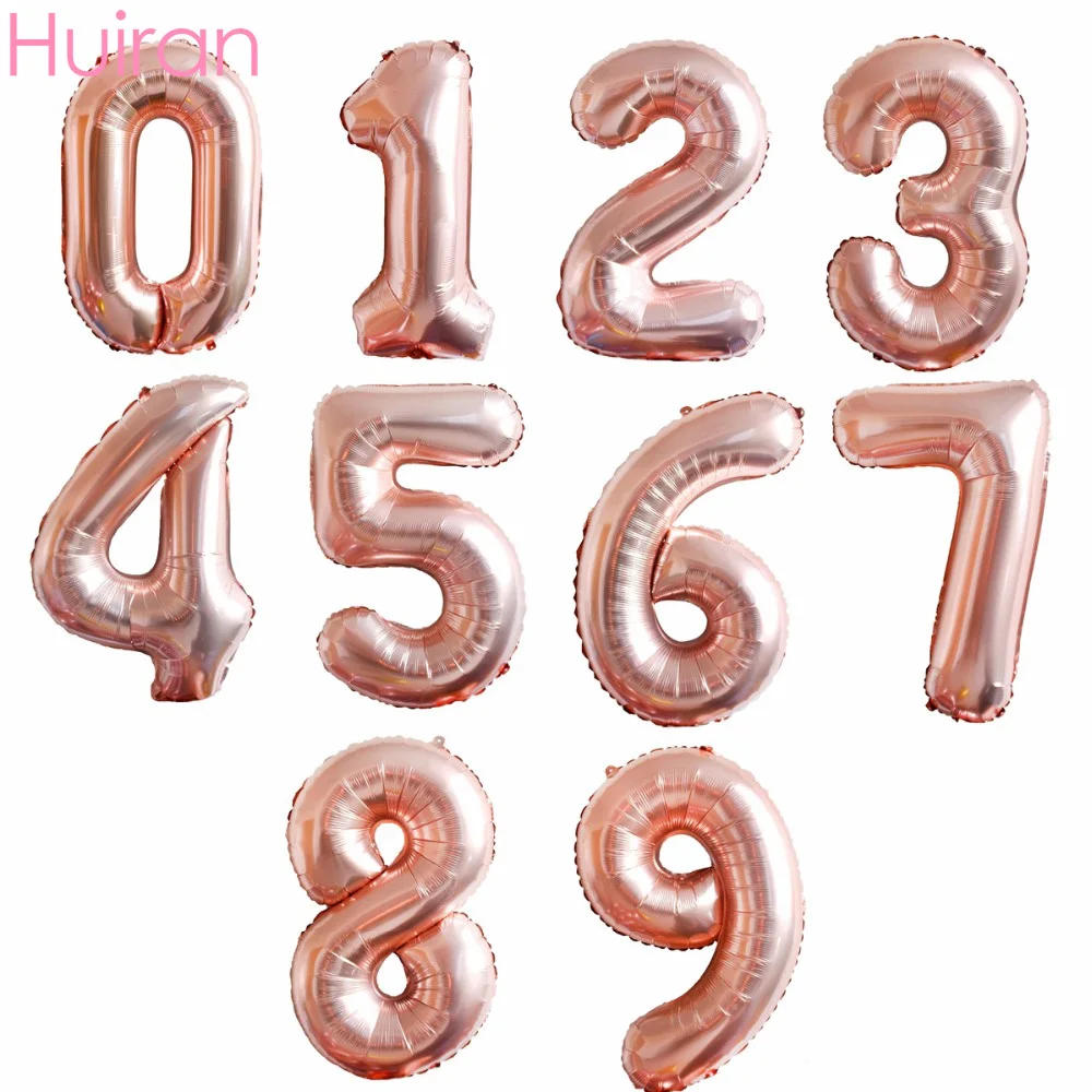 

Huiran Number Ballons Rose Gold Ballons Heart Star Baloon Wedding Birthday Party Decor Birthday Party Supplies Baby Shower