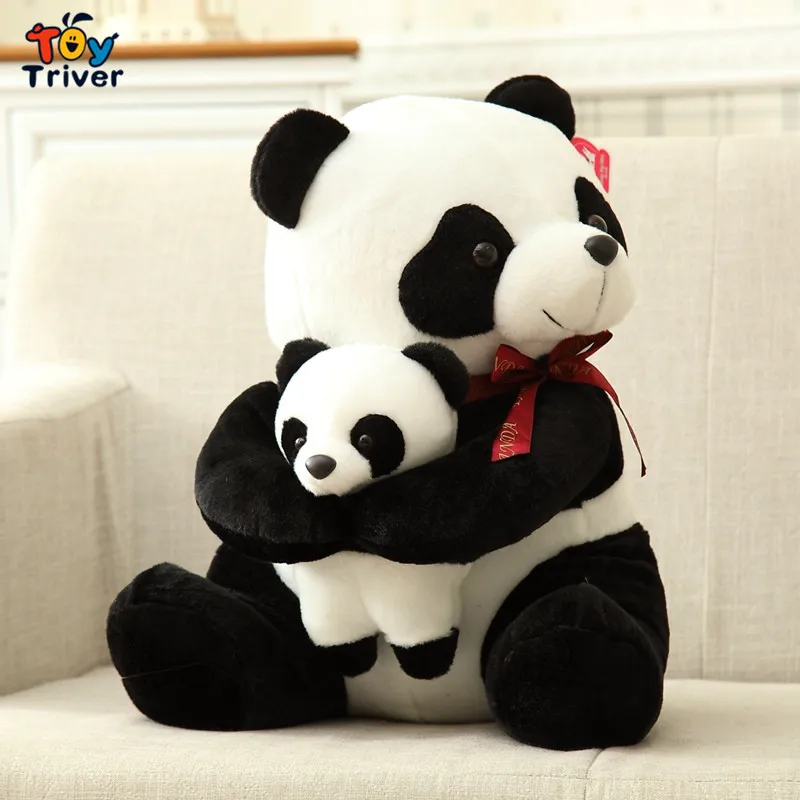 

2016 new creative plush panda doll toy father and son cute stuffed panda gift for baby children girl boy free shipping