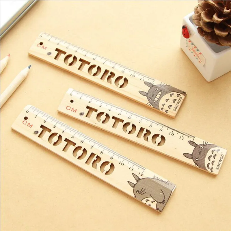 

30 Pcs/lot Cartoon Totoro Hollow Style Wooden Straight Ruler DIY tools Stationery School supplies Party Favor