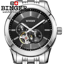 Швейцарские часы, мужские роскошные брендовые наручные часы, Бингер, 18 К, золото, автоматические, с защитой от ветра, полностью из нержавеющей стали, водонепроницаемые BG-0406-2