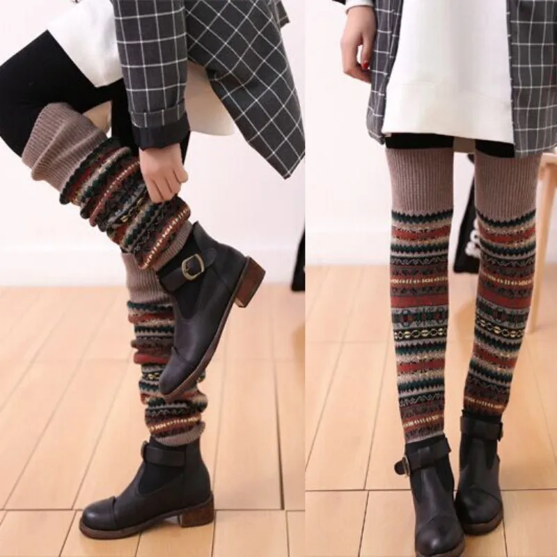 

Winter Over Knee Long Knit Socks Cover Crochet Leg Warmers Chic