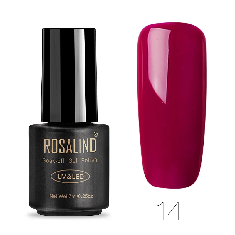 ROSALIND Гель-лак для ногтей 7 мл чистый цвет УФ-гель для ногтей полуперманентный Vernis замочить от ногтей маникюр верхнее покрытие Гель-лак - Цвет: 14