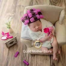 Шапочка+ электрическая сушилка для волос+ расческа+ зеркало+ помада+ набор тапочек и чайный набор реквизит для фотосъемки новорожденных