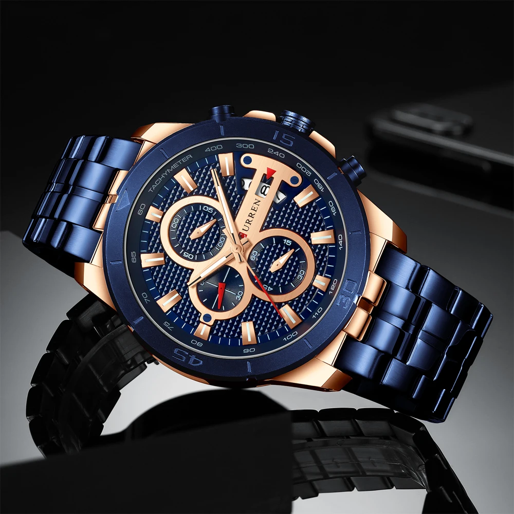 Relogio Masculino CURREN Мужские часы для роскошного бренда бизнес Стальные кварцевые часы повседневные водонепроницаемые мужские наручные часы с хронографом