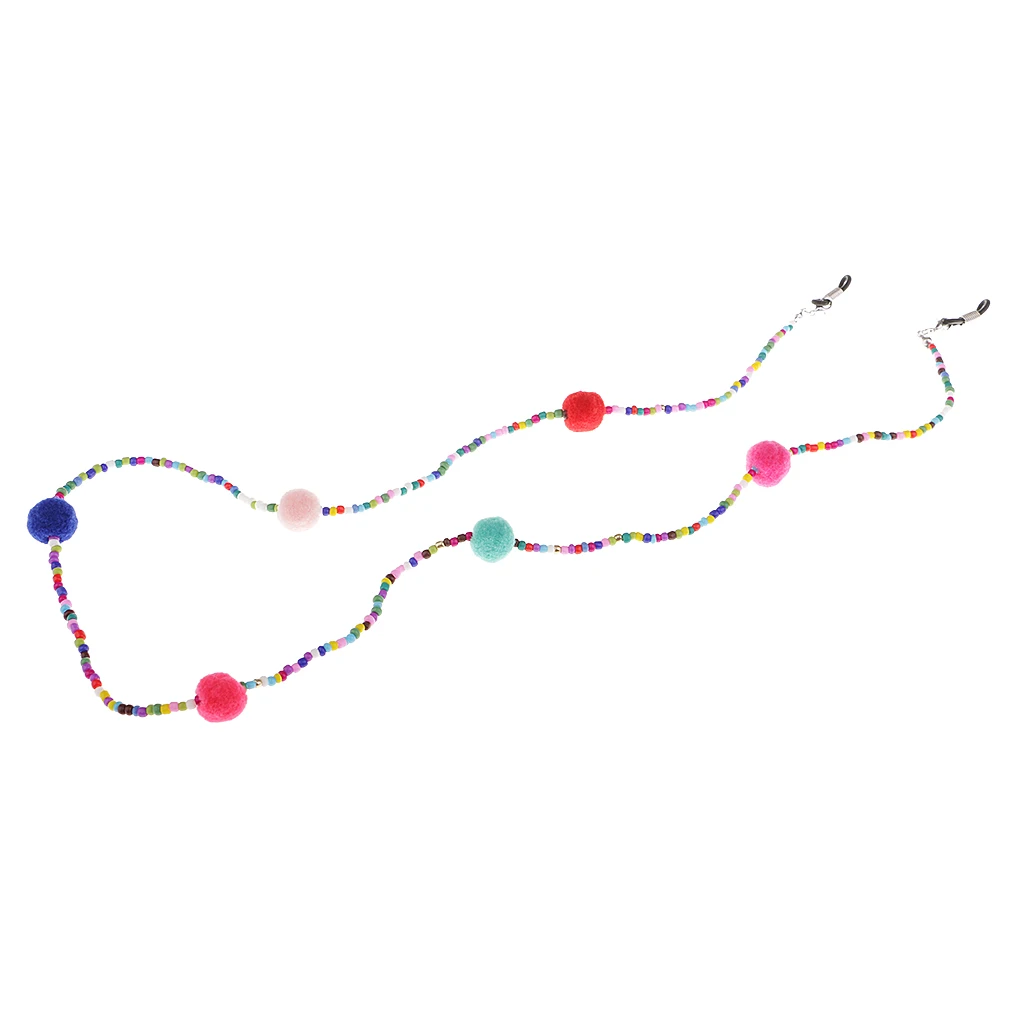 Противоскользящие красочные бусины плюшевые шарики очки с цепочкой ожерелье леди девушки цепочка для очков для чтения шнур держатель шейный ремень веревка