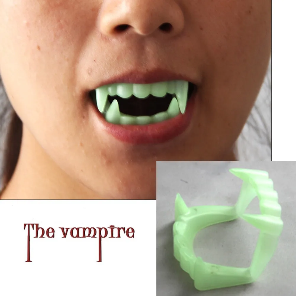 Details about   New Halloween Vampire Teeth Glw in the Dark 12 Pcs White 