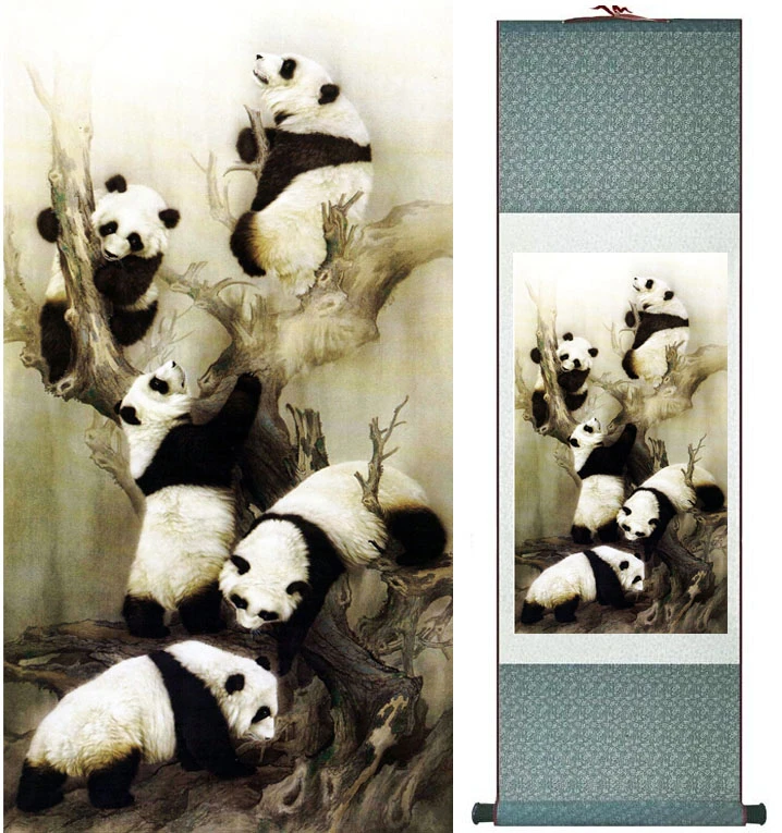 Panda Lukisan Seni Cina Tradisional Lukisan Gulir Sutra Panda Art Painting Panda Gambar Panda Picture Chinese Art Paintingpanda Painting Aliexpress
