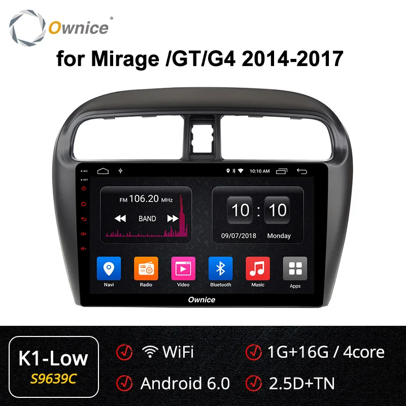 Ownice " 8 ядерный Android 9,0 автомобильный радиоприемник k3 k5 k6 для Mitsubishi Mirage GT G4 gps Navi 4G LTE DSP 360 панорама оптическая - Цвет: S9639 K1-Low