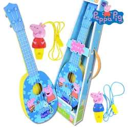 36 см подлинные Peppa Pig Fun, чтобы узнать инструменты укулеле Музыкальные инструменты для детей доступ ко всем районам с свистящим горячая