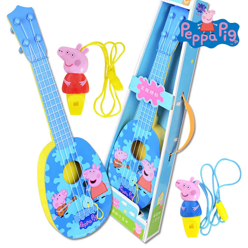 

36cm Genuine Peppa Pig Fun to Learn The instruments Ukulele Kids Music Instrument Access All Areas with Whistling Hot sale