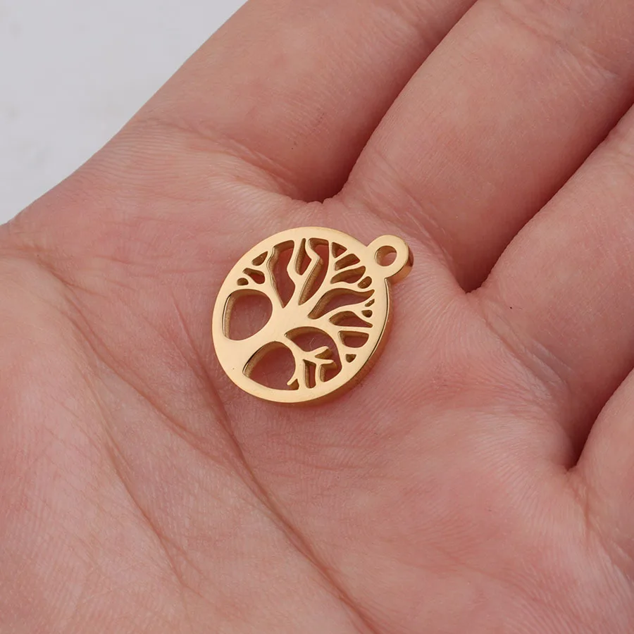 

Silver/Gold Stainless Steel Tree Of Life Charm Mirror Polished Wholesale 20pcs