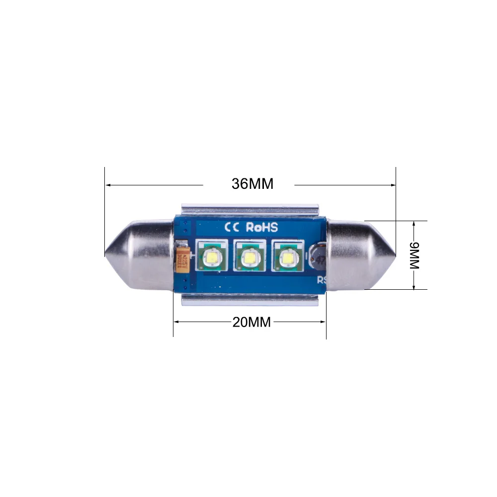 TC-X 2 шт/1пара t10 w5w светодиодные лампы в габариты в подсветку салона Т10 w5w led 12В свет чистый белый - Испускаемый цвет: Festoon 36MM 3leds